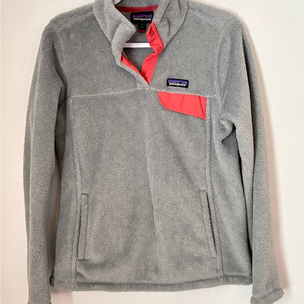 Patagonia Women's Re Tool Half Snap Fleece Pullover Gray Pink Medium B88
